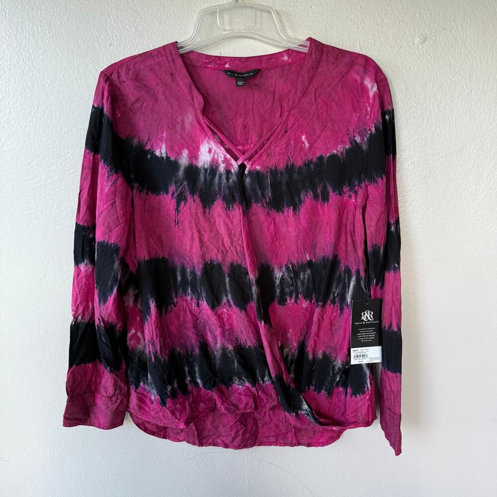 Rock & Republic Pink Tie Dye Crossover top size XL